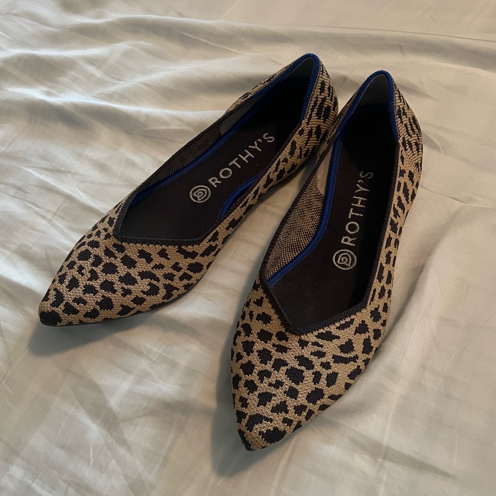 Rothy’s Pointed Toe Leopard Flats